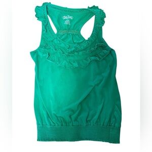 Body Central Teal Y2K Ruffle Smocked Hem Tank Juniors Small 12-14